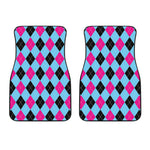 Blue Pink And Black Argyle Pattern Print Front Car Floor Mats