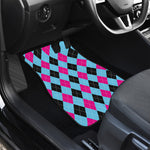 Blue Pink And Black Argyle Pattern Print Front Car Floor Mats