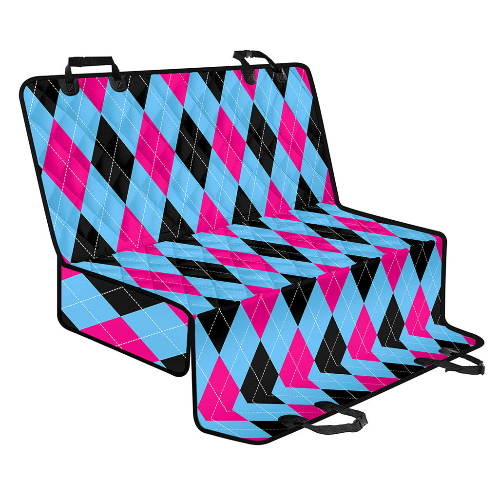 Blue Pink And Black Argyle Pattern Print Pet Car Back Seat Cover