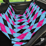 Blue Pink And Black Argyle Pattern Print Pet Car Back Seat Cover