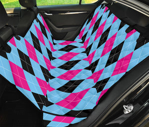 Blue Pink And Black Argyle Pattern Print Pet Car Back Seat Cover