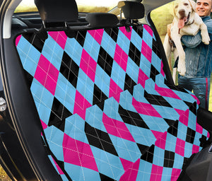 Blue Pink And Black Argyle Pattern Print Pet Car Back Seat Cover