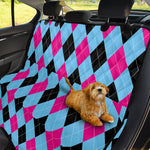 Blue Pink And Black Argyle Pattern Print Pet Car Back Seat Cover