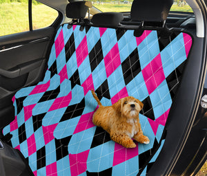 Blue Pink And Black Argyle Pattern Print Pet Car Back Seat Cover