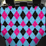 Blue Pink And Black Argyle Pattern Print Pet Car Back Seat Cover