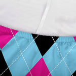 Blue Pink And Black Argyle Pattern Print Sofa Cover