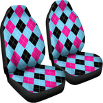 Blue Pink And Black Argyle Pattern Print Universal Fit Car Seat Covers