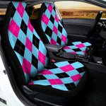 Blue Pink And Black Argyle Pattern Print Universal Fit Car Seat Covers