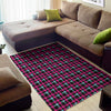 Blue Pink And Black Houndstooth Print Area Rug