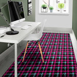 Blue Pink And Black Houndstooth Print Area Rug