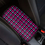 Blue Pink And Black Houndstooth Print Car Center Console Cover