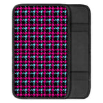 Blue Pink And Black Houndstooth Print Car Center Console Cover