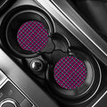 Blue Pink And Black Houndstooth Print Car Coasters