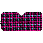 Blue Pink And Black Houndstooth Print Car Sun Shade