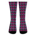 Blue Pink And Black Houndstooth Print Crew Socks