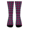 Blue Pink And Black Houndstooth Print Crew Socks