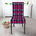 Blue Pink And Black Houndstooth Print Dining Chair Slipcover