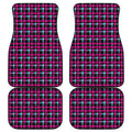 Blue Pink And Black Houndstooth Print Front and Back Car Floor Mats