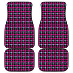 Blue Pink And Black Houndstooth Print Front and Back Car Floor Mats