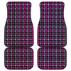 Blue Pink And Black Houndstooth Print Front and Back Car Floor Mats