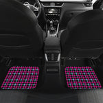 Blue Pink And Black Houndstooth Print Front and Back Car Floor Mats