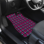 Blue Pink And Black Houndstooth Print Front and Back Car Floor Mats