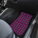 Blue Pink And Black Houndstooth Print Front and Back Car Floor Mats