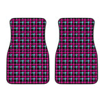 Blue Pink And Black Houndstooth Print Front Car Floor Mats