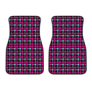 Blue Pink And Black Houndstooth Print Front Car Floor Mats