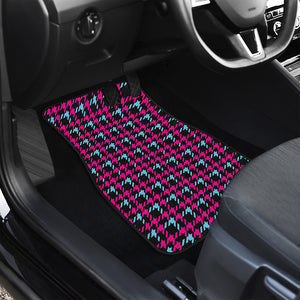 Blue Pink And Black Houndstooth Print Front Car Floor Mats