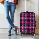 Blue Pink And Black Houndstooth Print Luggage Cover