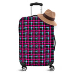 Blue Pink And Black Houndstooth Print Luggage Cover