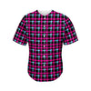 Blue Pink And Black Houndstooth Print Men's Baseball Jersey