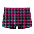 Blue Pink And Black Houndstooth Print Men's Boxer Briefs