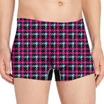 Blue Pink And Black Houndstooth Print Men's Boxer Briefs