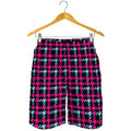 Blue Pink And Black Houndstooth Print Men's Shorts