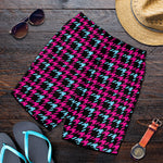 Blue Pink And Black Houndstooth Print Men's Shorts