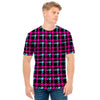 Blue Pink And Black Houndstooth Print Men's T-Shirt