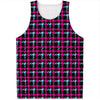 Blue Pink And Black Houndstooth Print Men's Tank Top