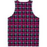 Blue Pink And Black Houndstooth Print Men's Tank Top