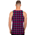 Blue Pink And Black Houndstooth Print Men's Tank Top