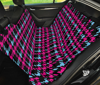 Blue Pink And Black Houndstooth Print Pet Car Back Seat Cover