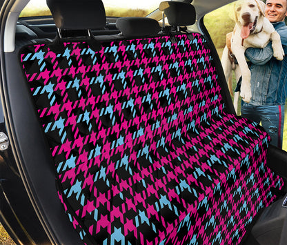 Blue Pink And Black Houndstooth Print Pet Car Back Seat Cover