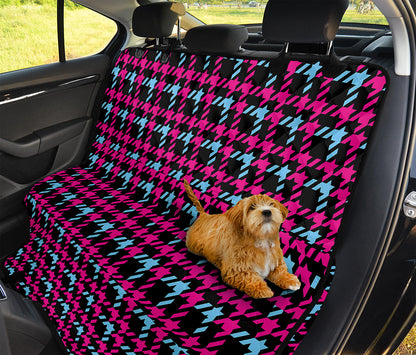 Blue Pink And Black Houndstooth Print Pet Car Back Seat Cover