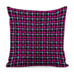 Blue Pink And Black Houndstooth Print Pillow Cover