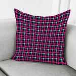 Blue Pink And Black Houndstooth Print Pillow Cover