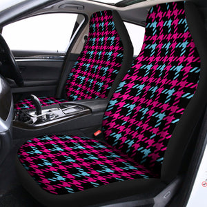 Blue Pink And Black Houndstooth Print Universal Fit Car Seat Covers