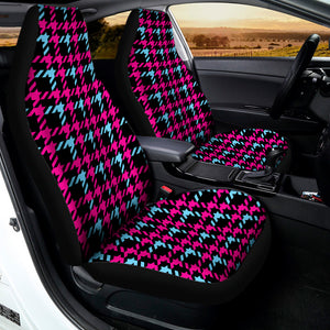 Blue Pink And Black Houndstooth Print Universal Fit Car Seat Covers