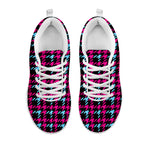 Blue Pink And Black Houndstooth Print White Sneakers