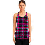 Blue Pink And Black Houndstooth Print Women's Racerback Tank Top